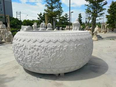 厂家定制石雕水缸户外庭院鱼缸摆件大理石石缸